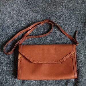 Moore & Giles Elegant Brown Leather Crossbody Clutch